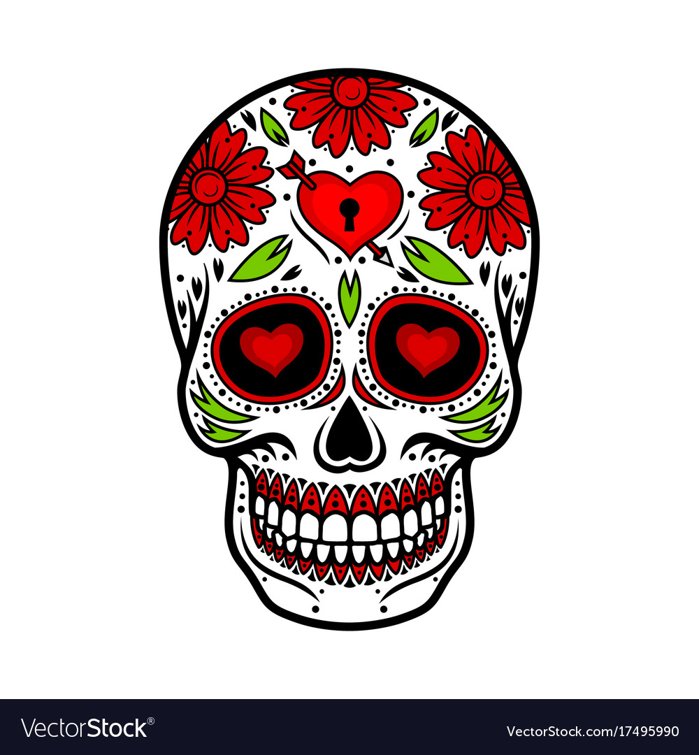 Day of the dead skull skull sugar flower Vector Image