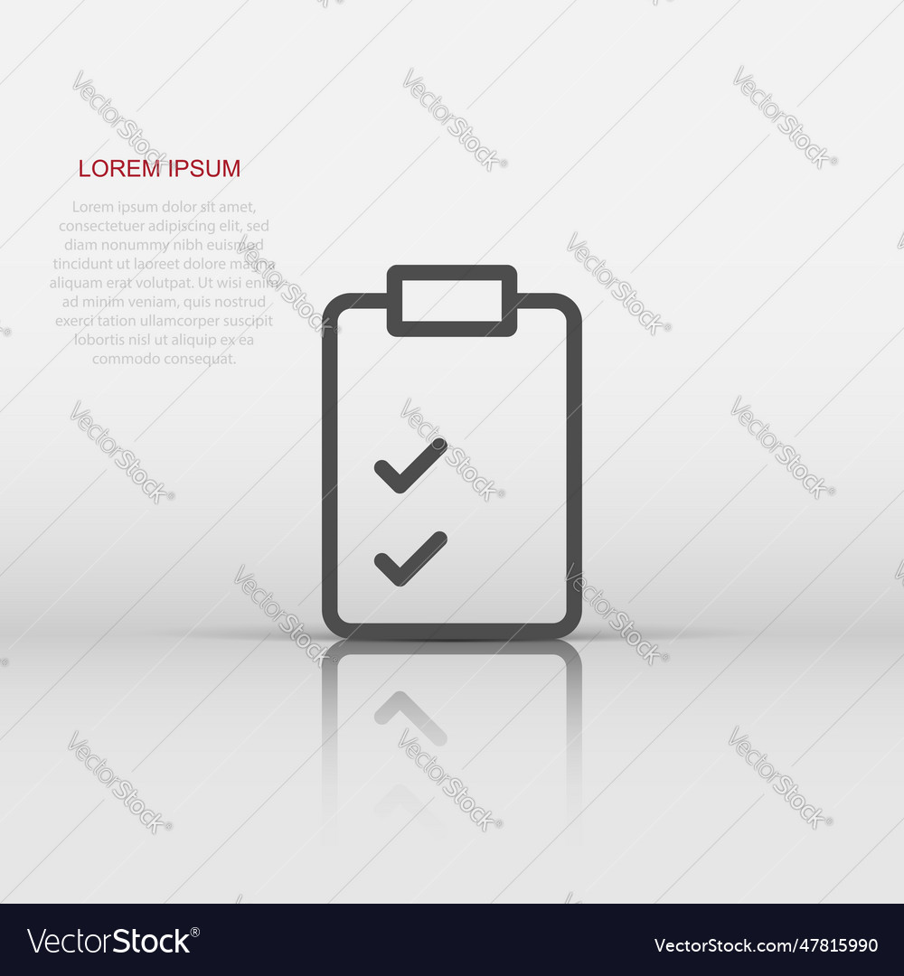 Document checklist icon in flat style report Vector Image Document checklist icon in flat style report