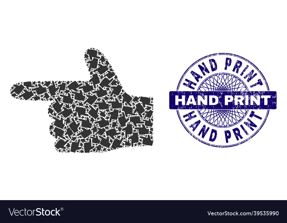 Hand pointer left recursion mosaic vector image Hand pointer left recursion mosaic