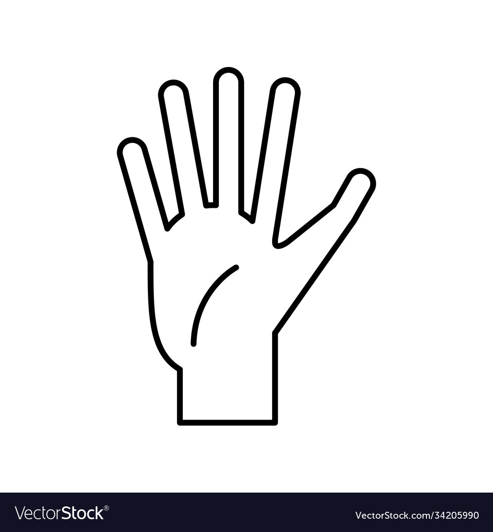 Hand sign language five number line style icon
