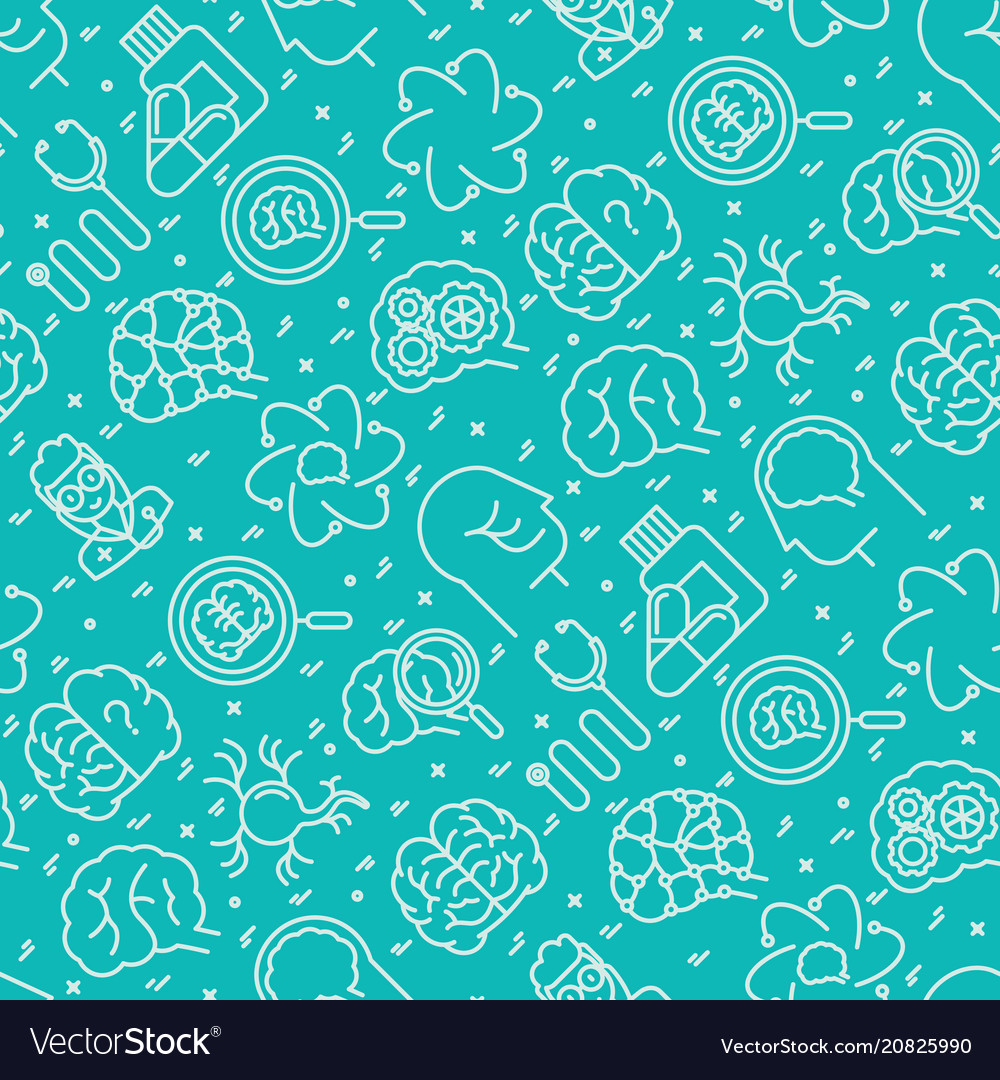 Neurology seamless pattern with thin line icons vector image Neurology seamless pattern with thin line icons