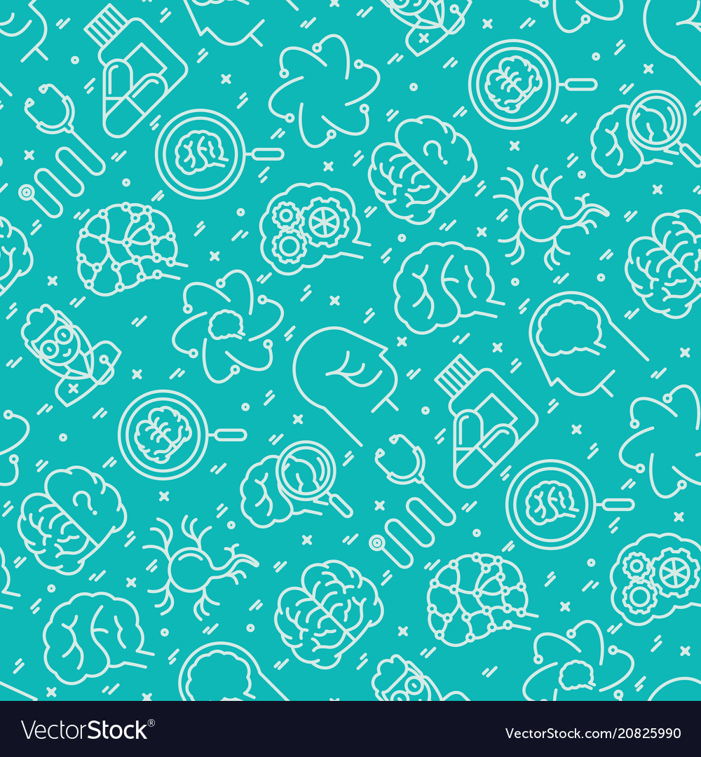 Neurology seamless pattern with thin line icons