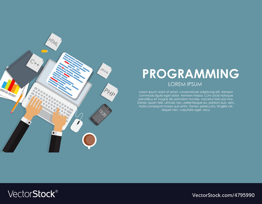 Programming coding concept flat background