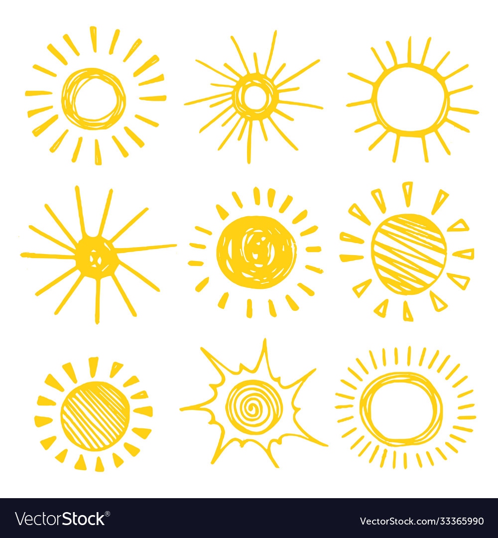 Sun shapes set isolated on white background vector image Sun shapes set isolated on white background