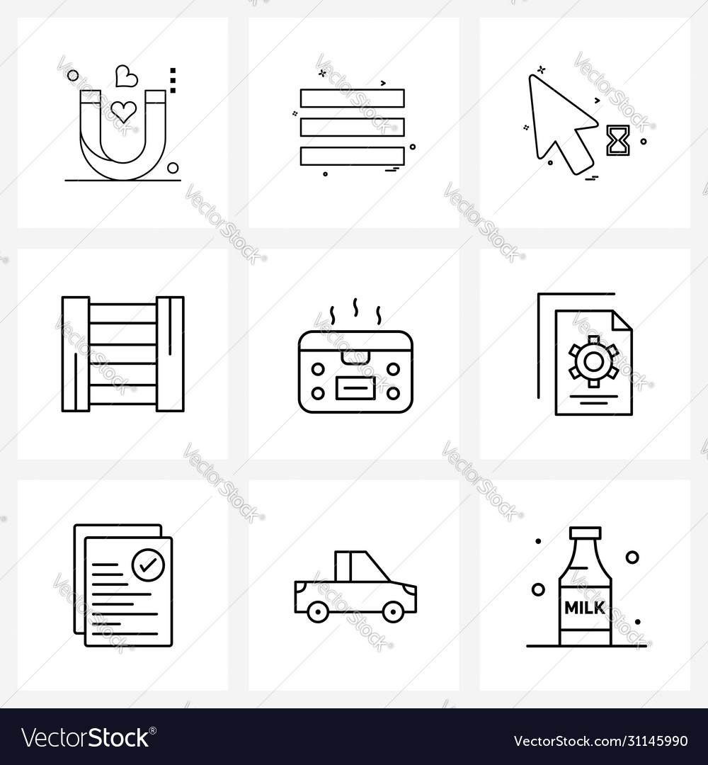 Ui set 9 basic line icons multi cooker food
