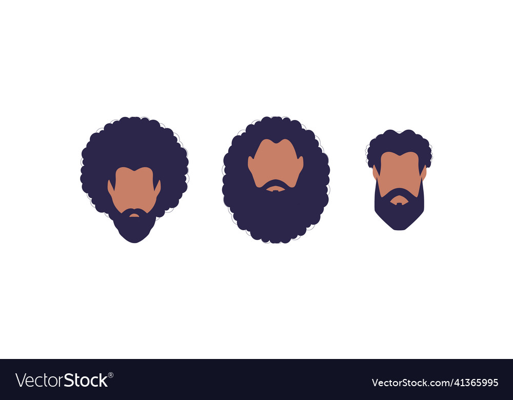 A set of three faces guys different types vector image A set of three faces guys different types