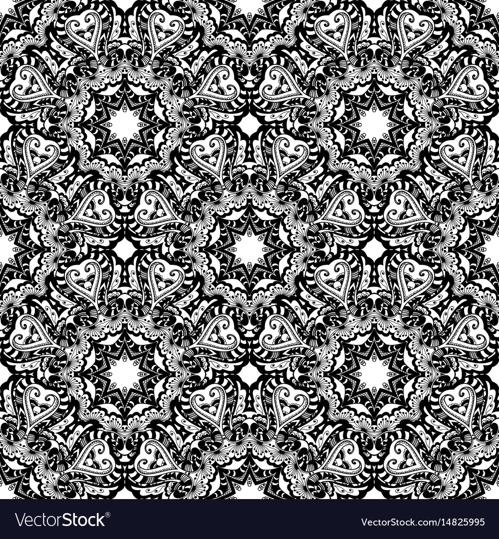 Black and white seamless oriental pattern