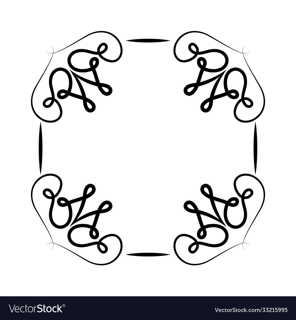 Black ornament frame with curves design