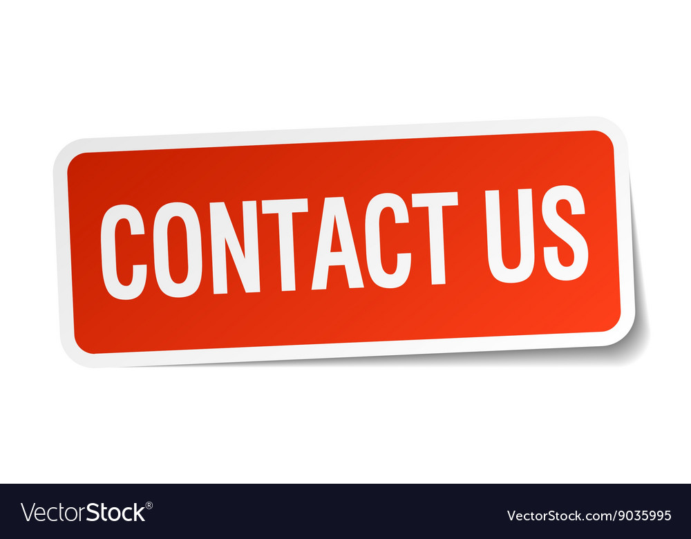 Contact us red square sticker isolated on white