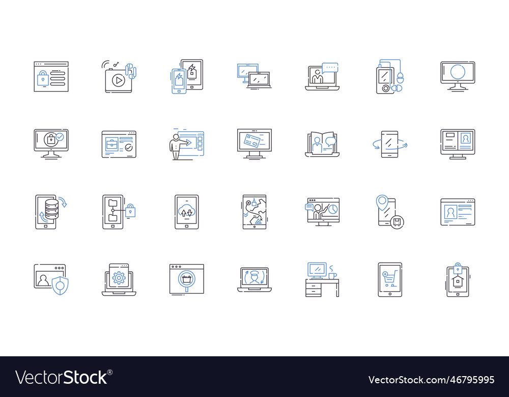 Digital realm line icons collection cyber online Vector Image