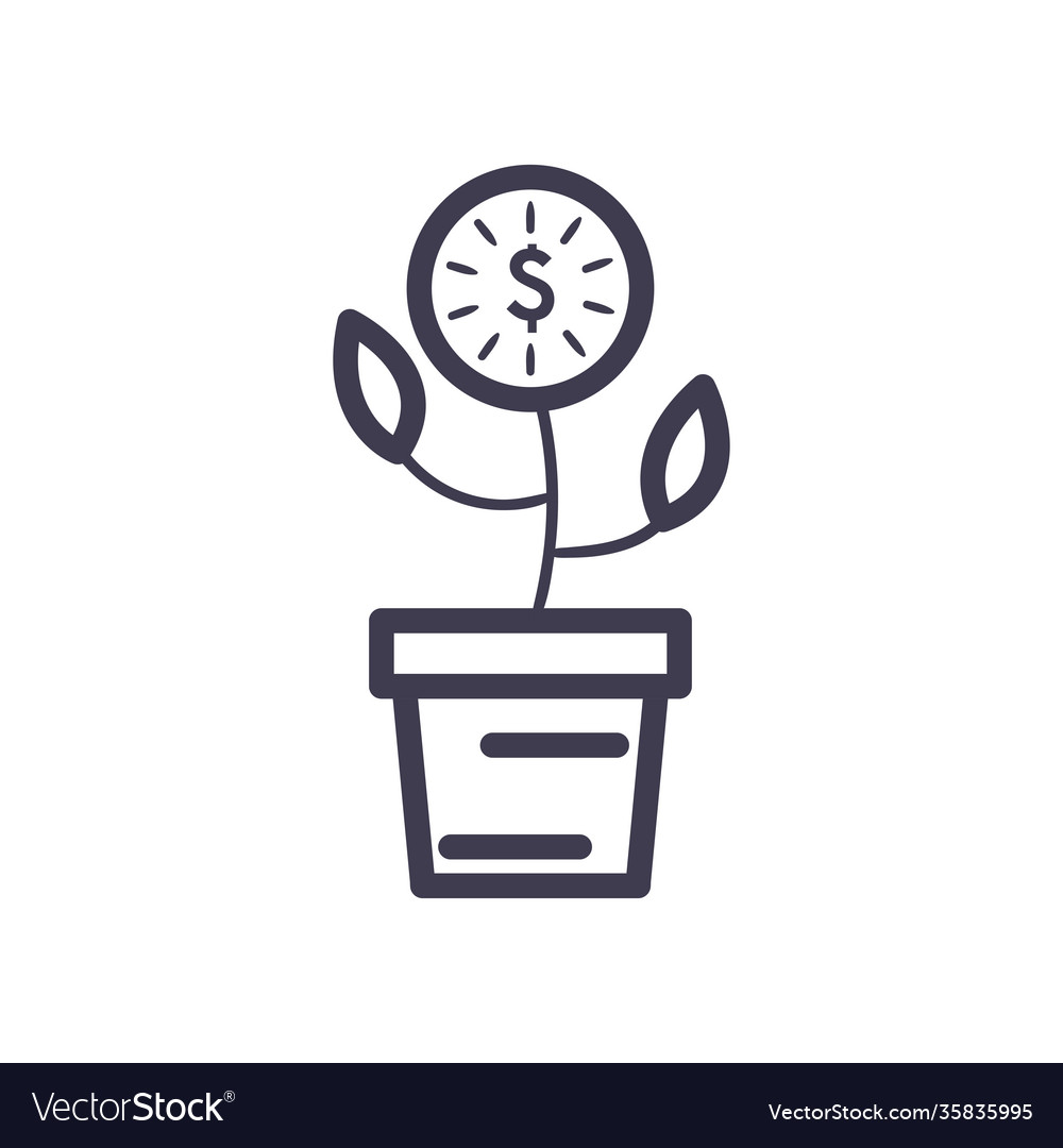 Dollar coin plant line style icon design