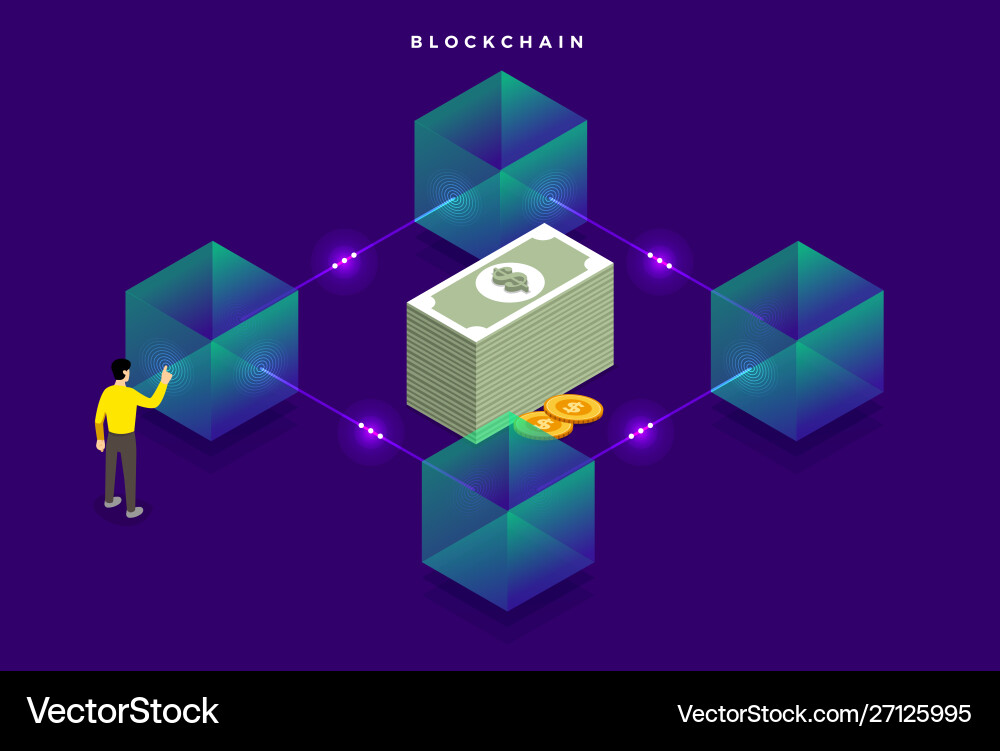 Flat design concept blockchain security digital Vector Image