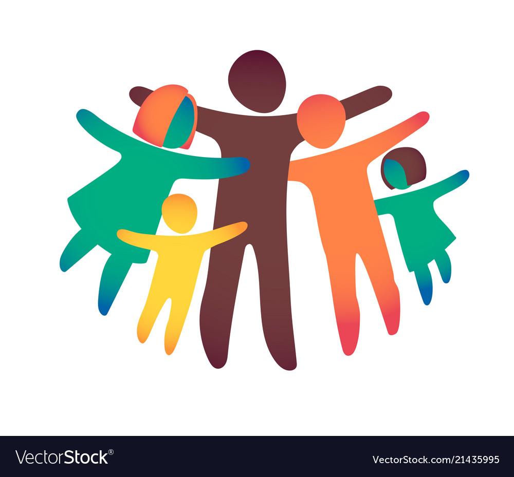 Happy family icon multicolored in simple figures Vector Image