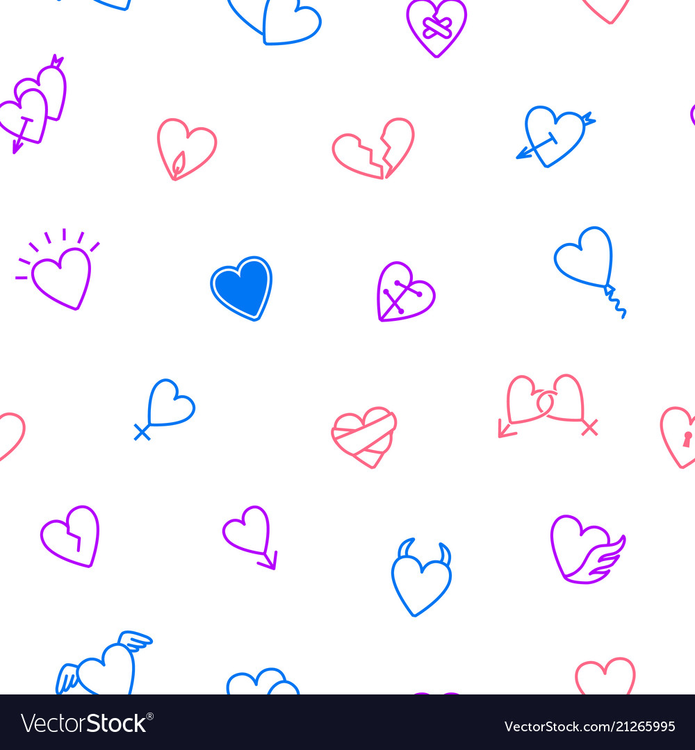 Heart thin line seamless pattern background Vector Image Heart thin line seamless pattern background