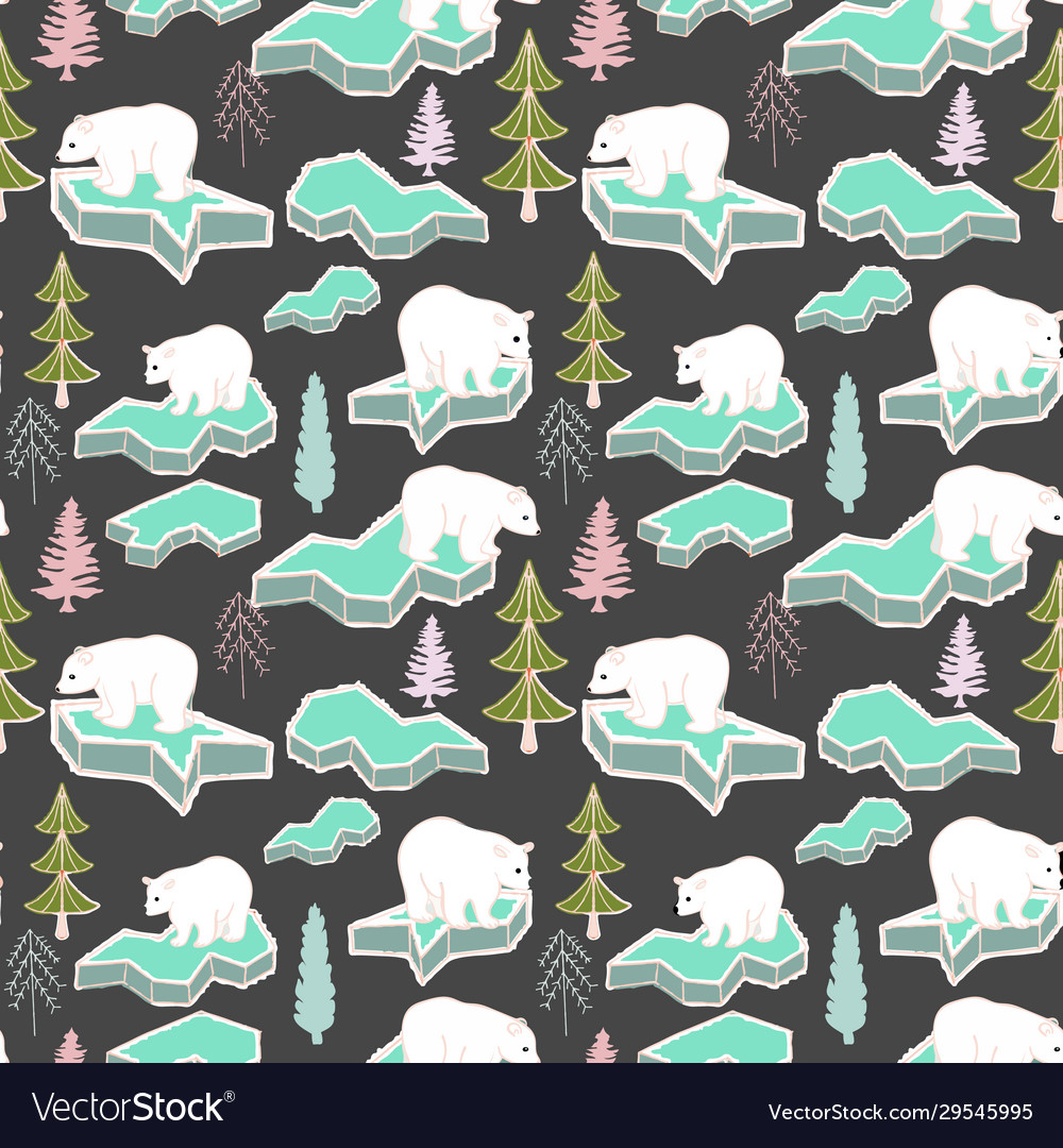 Icebergs and polar bears repeat pattern