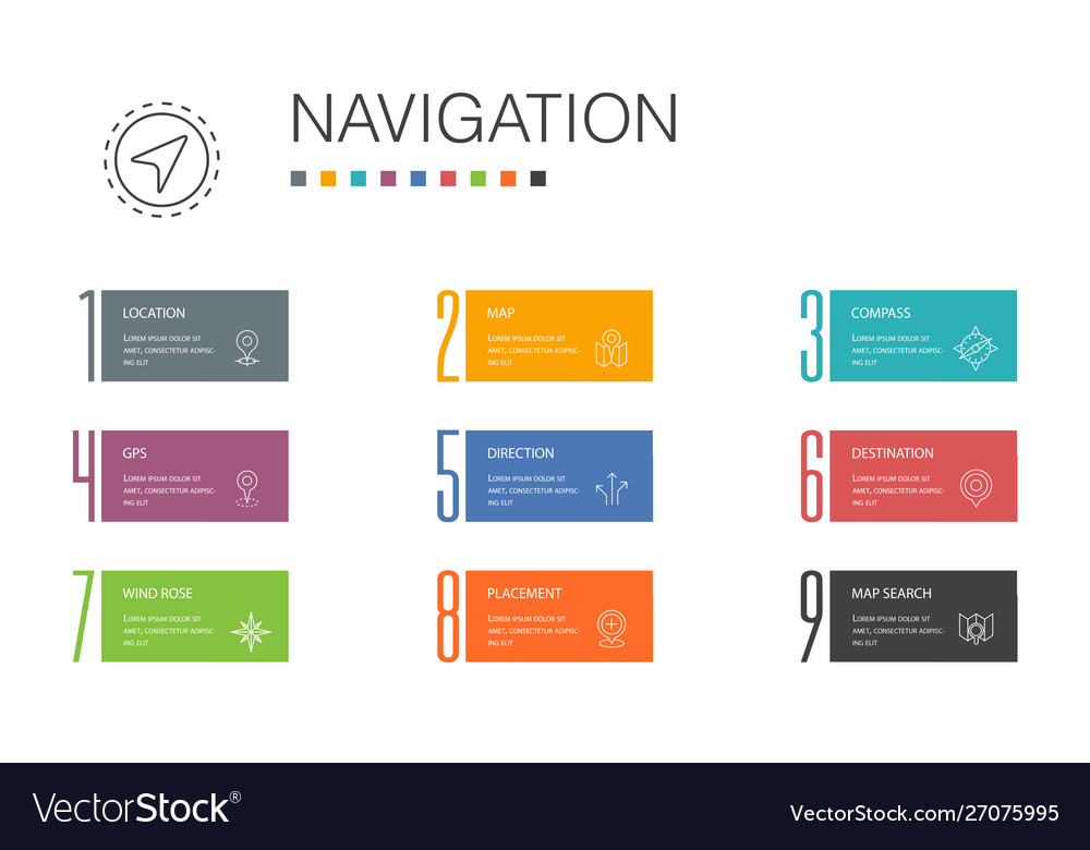 Navigation infographic 10 option line concept