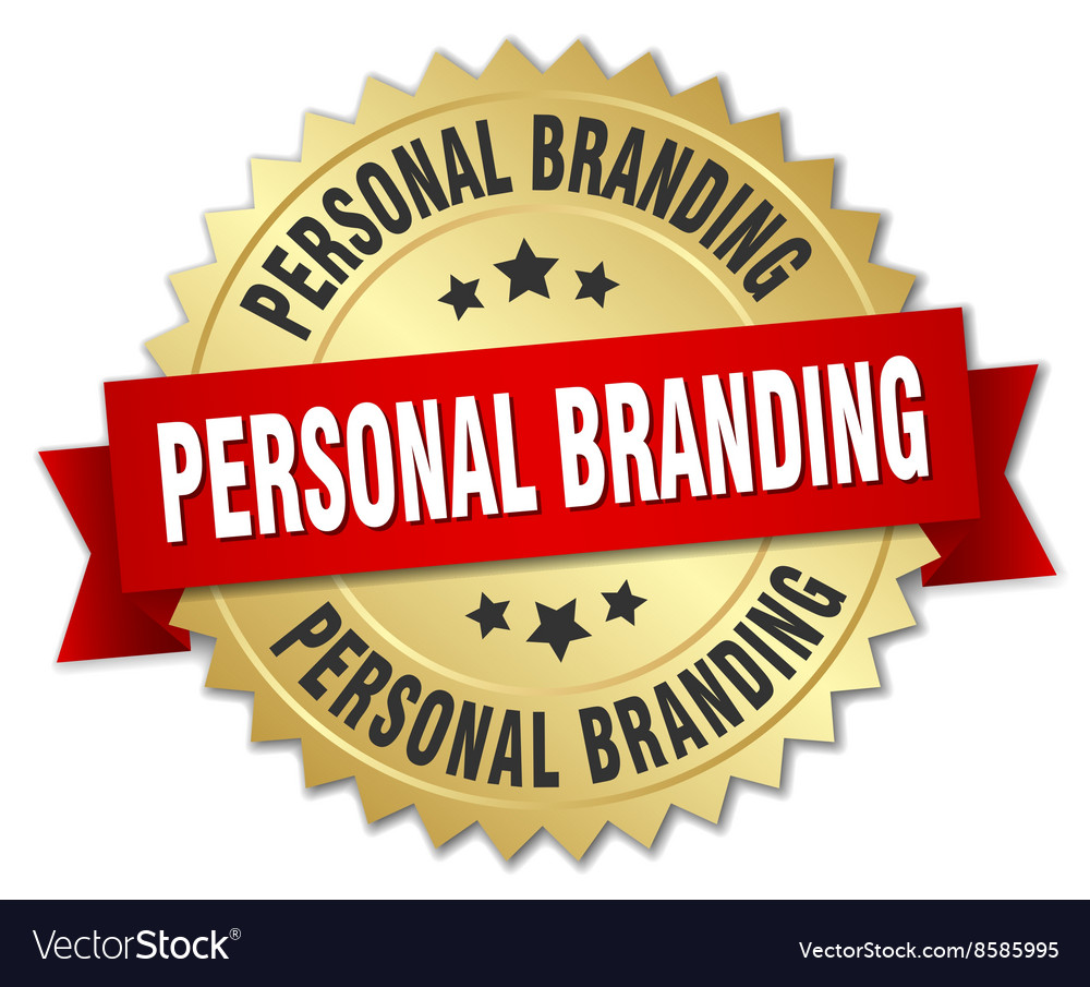 Personal branding 3d gold badge with red ribbon