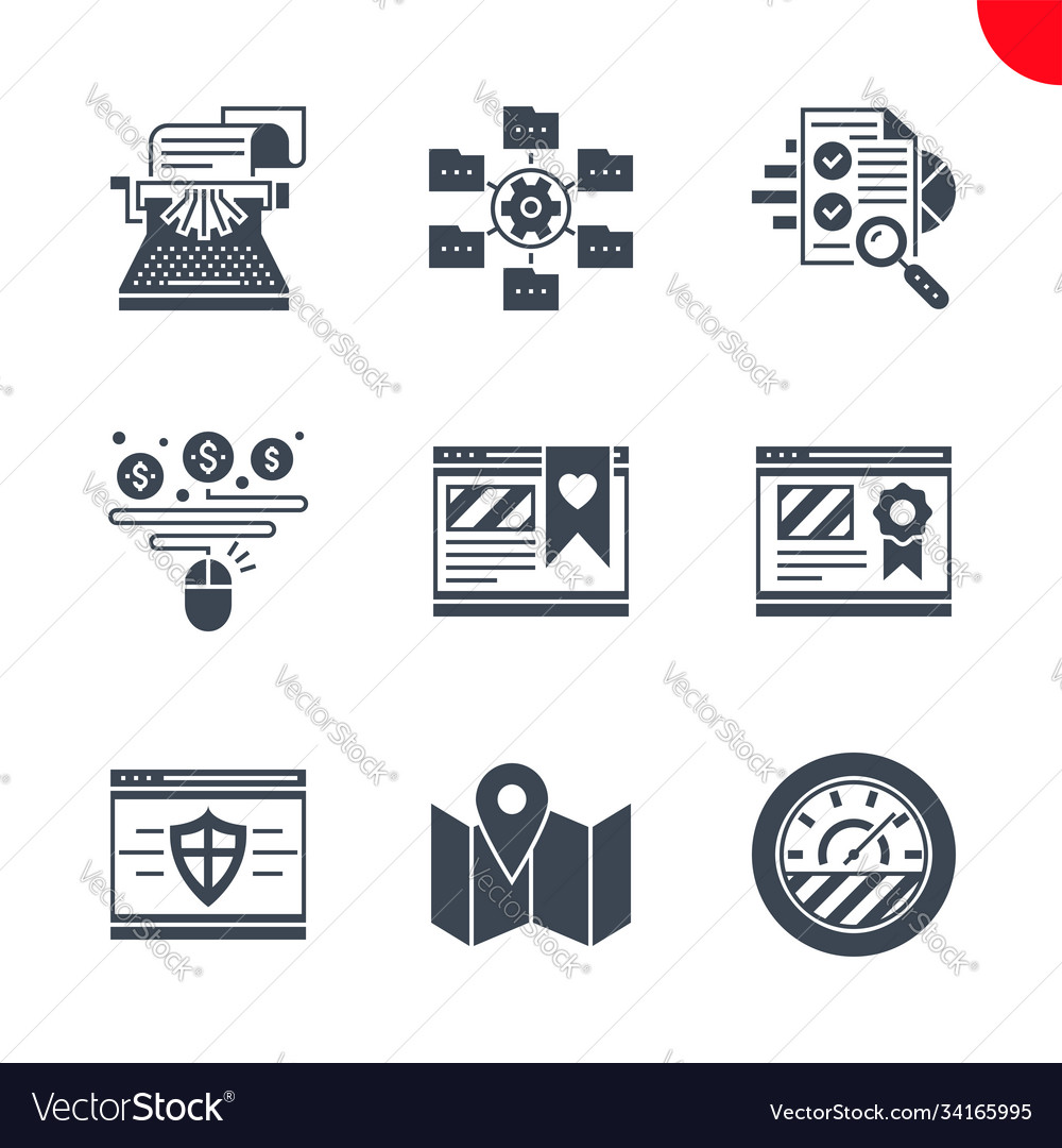 Seo and web opimization icons set vector image Seo and web opimization icons set