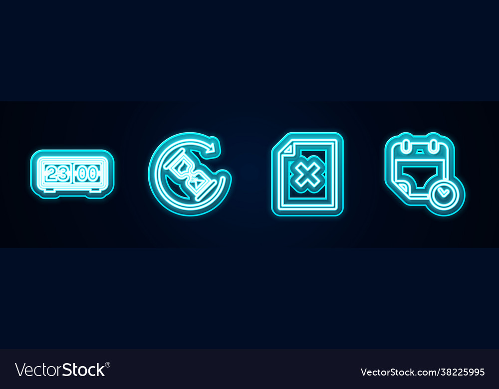 Set line retro flip clock waiting delete file vector image Set line retro flip clock waiting delete file
