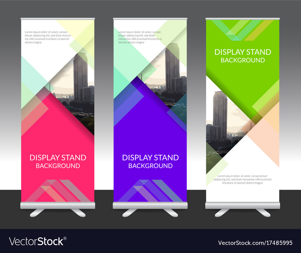 Set of vertical abstract display banner stand