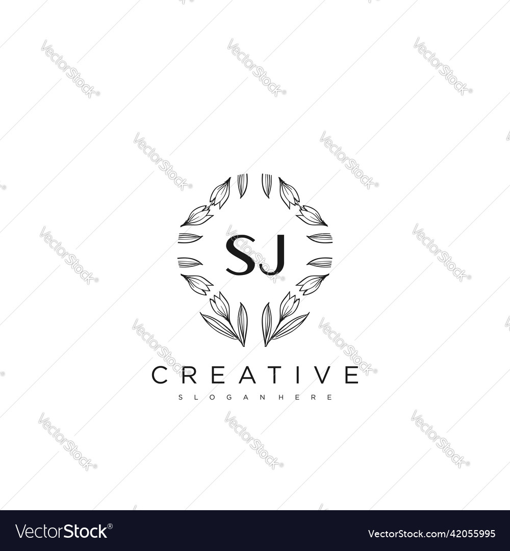 Sj Anfangsbuchstabe Blume Logo Vorlage Premium Kunst