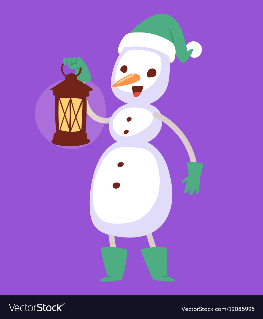 Snowman cute cartoon winter christmas Royalty Free Vector