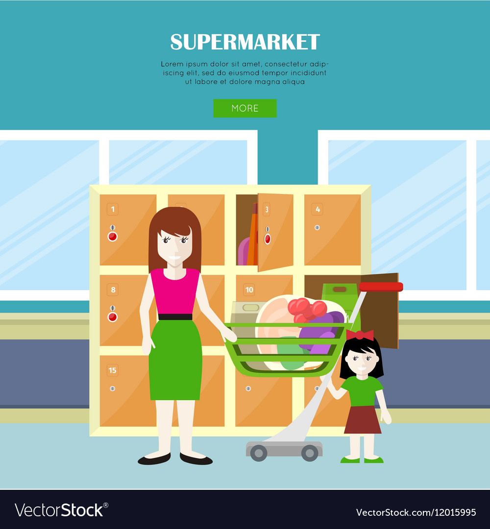 Supermarket web banner in flat design