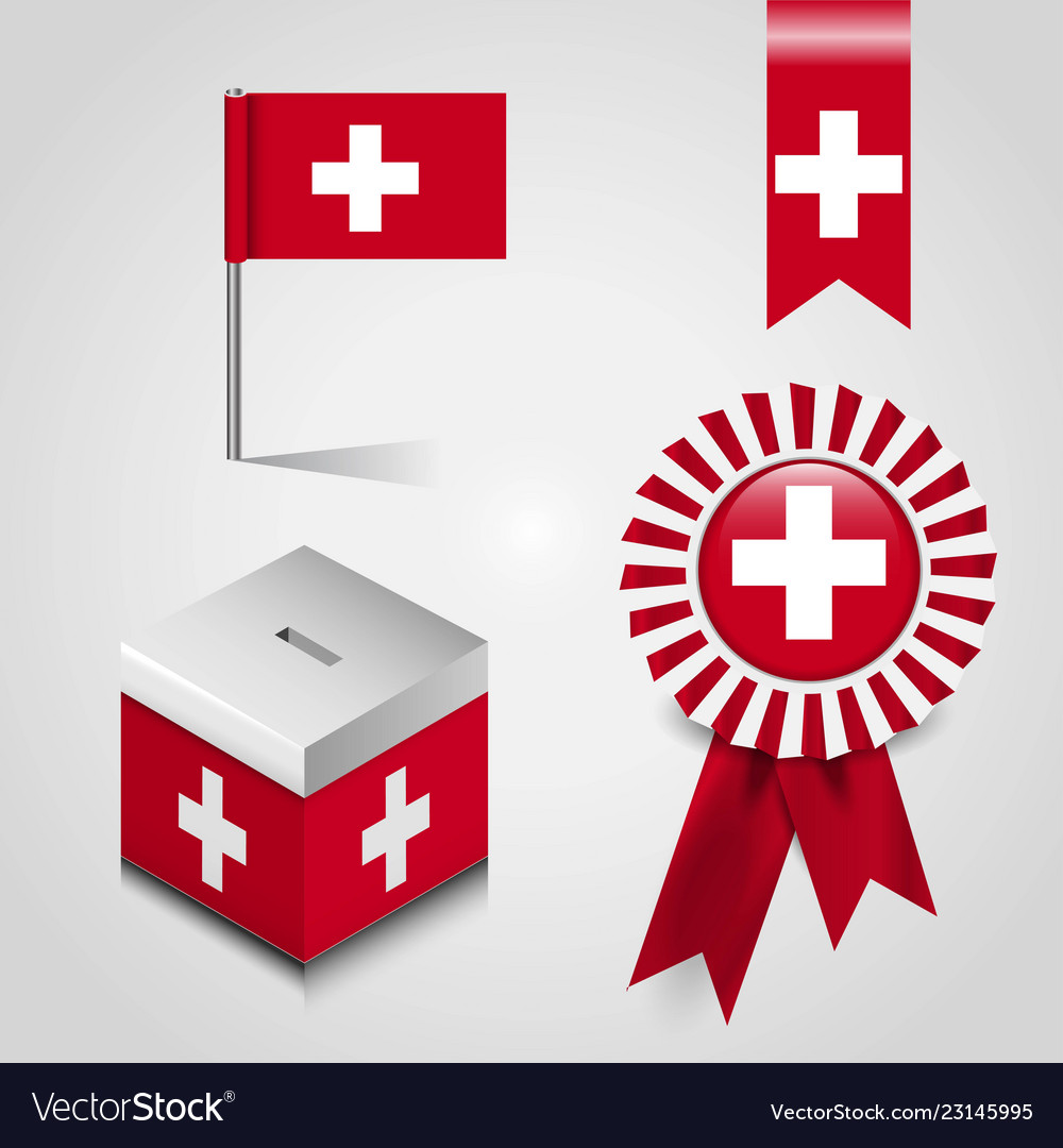 Switzerland country flag place on vote box ribbon