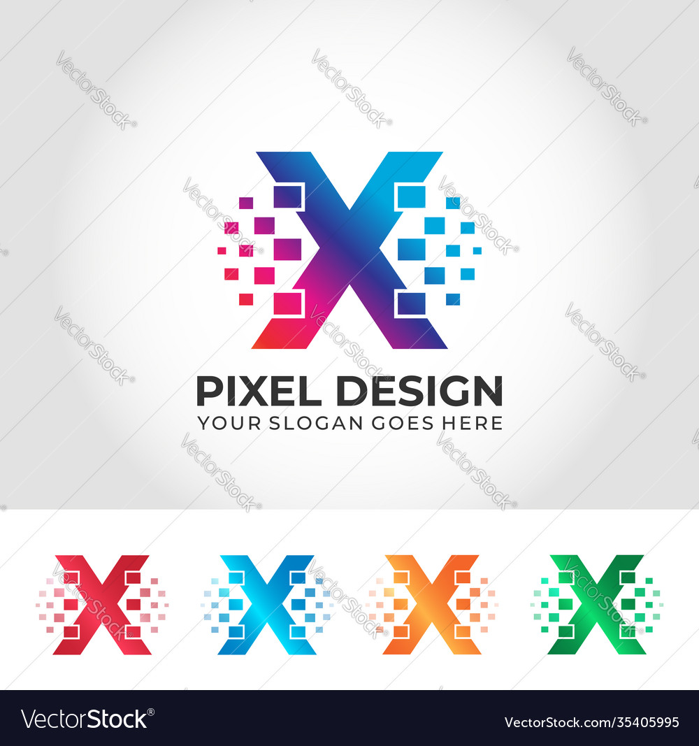 X Pixel Modern Logo Design Concept Royalty Free Vector Image