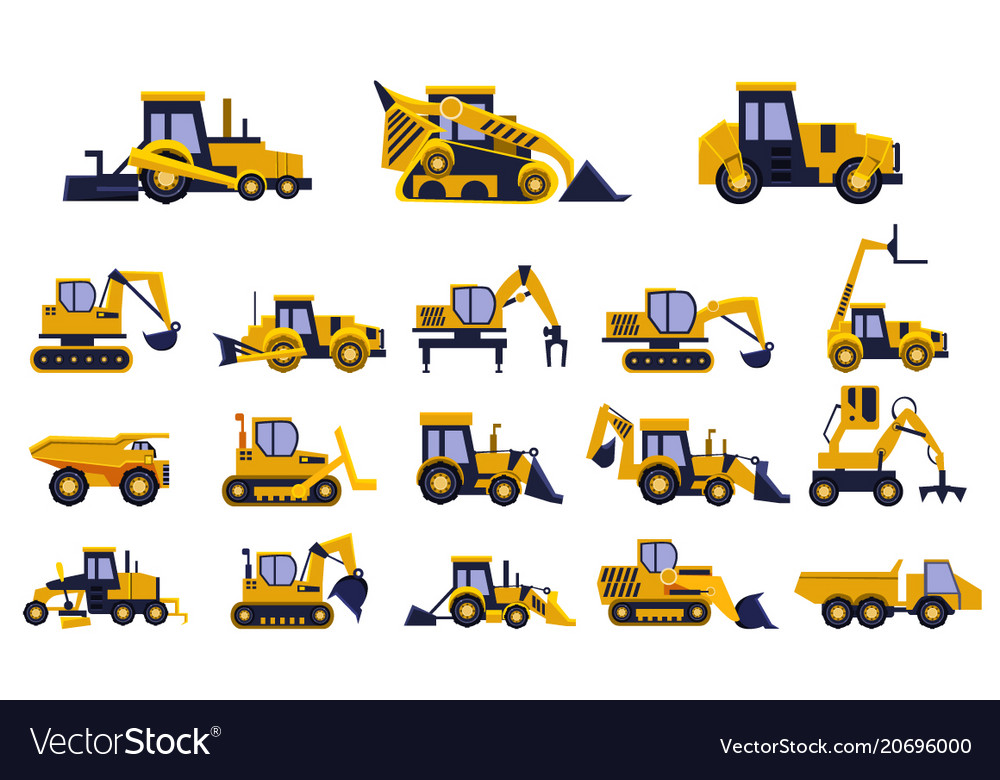 different-types-of-construction-trucks-set-heavy-vector-image