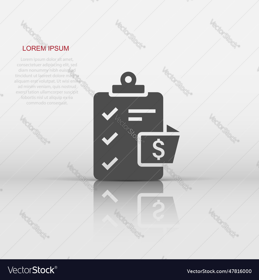 Document checklist icon in flat style report vector image Document checklist icon in flat style report