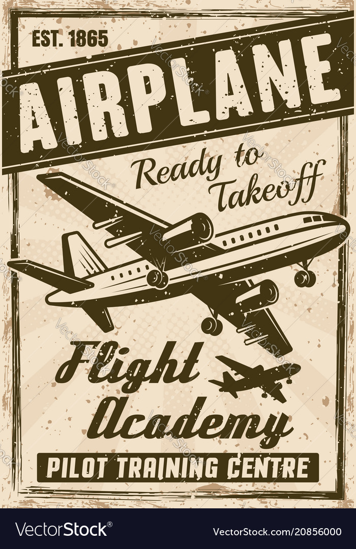 Flight academy vintage advertising poster Vector Image