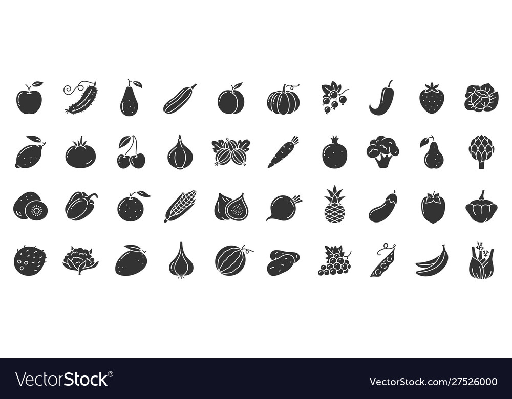 Fruit & Vegetable Glyph Icon Set