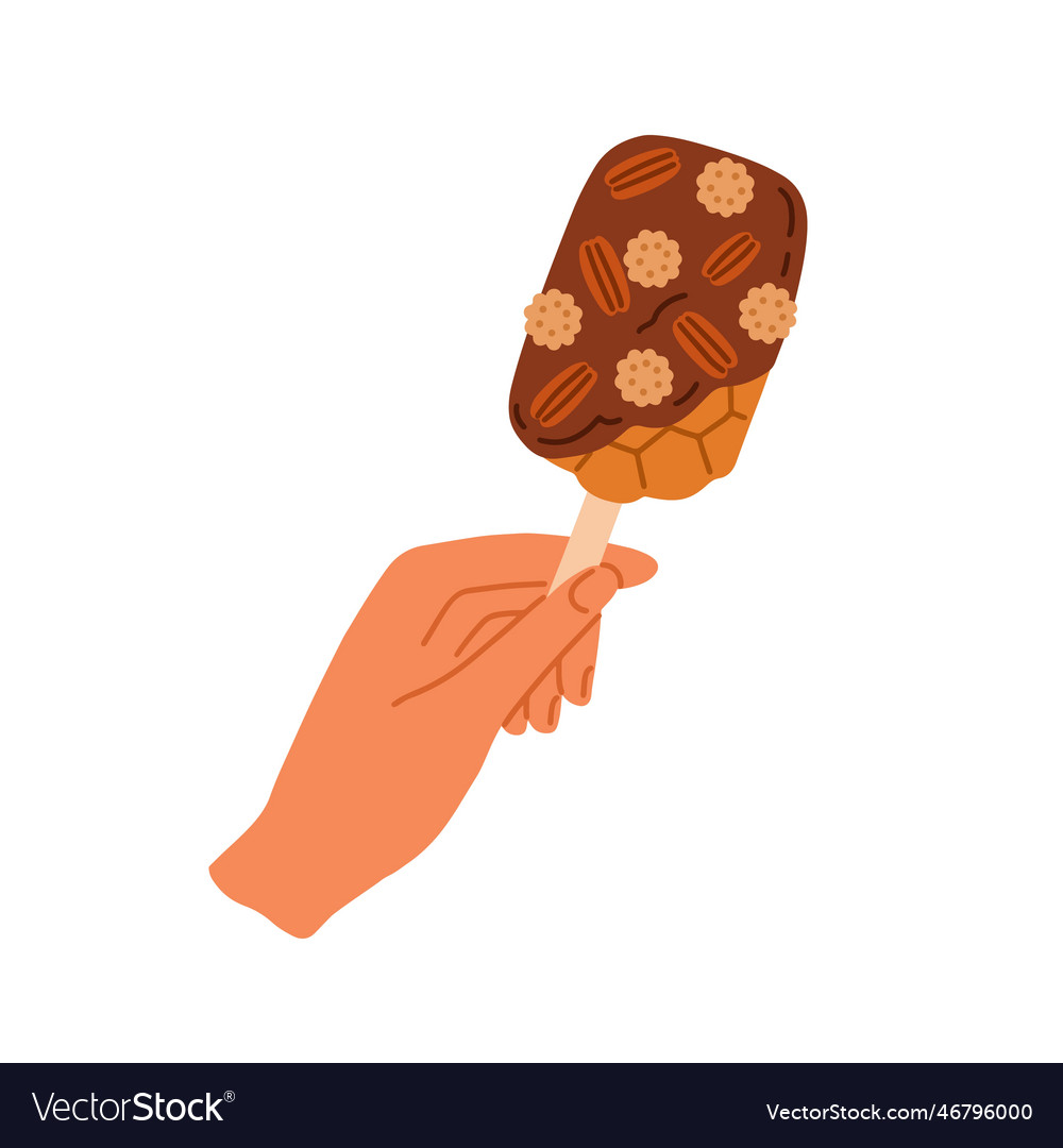 Glazed waffle on stick hand holding dipped sweet