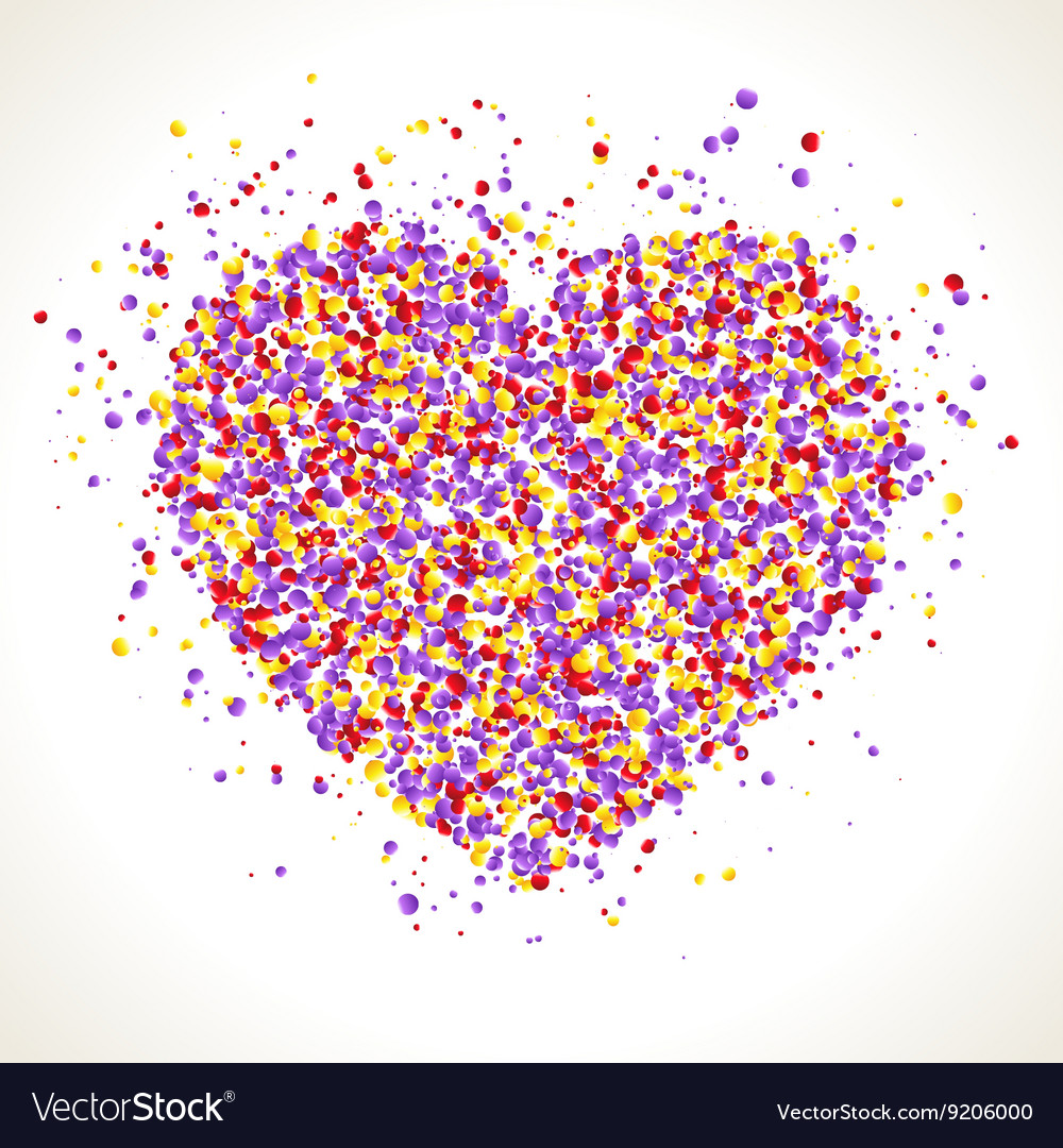 Heart shape with dots inside confetti background
