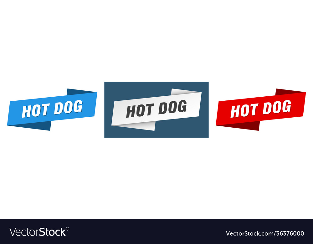 Hot dog banner ribbon label sign set