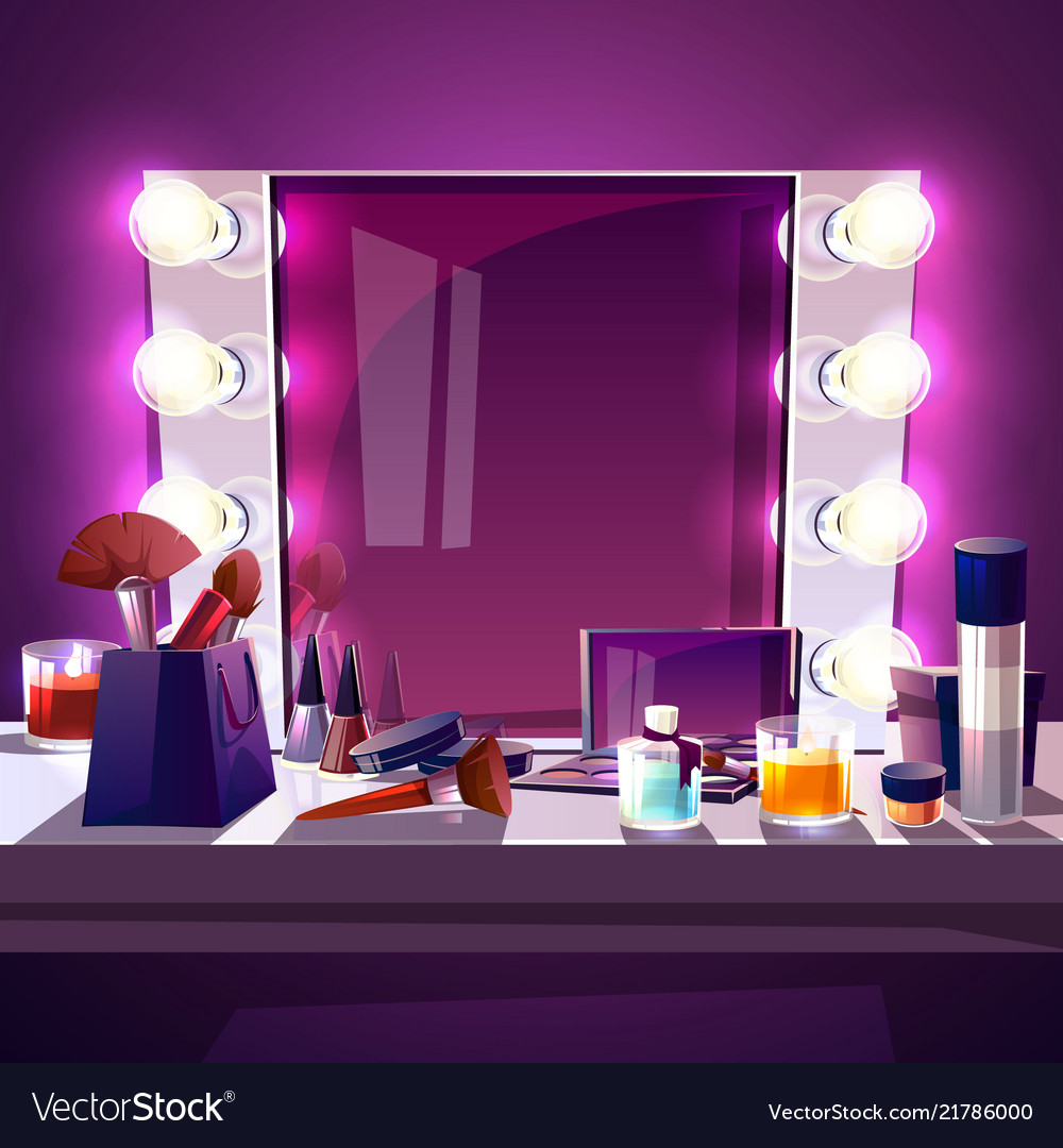 Makeup Mirror With Lamps Royalty Free Vector Image