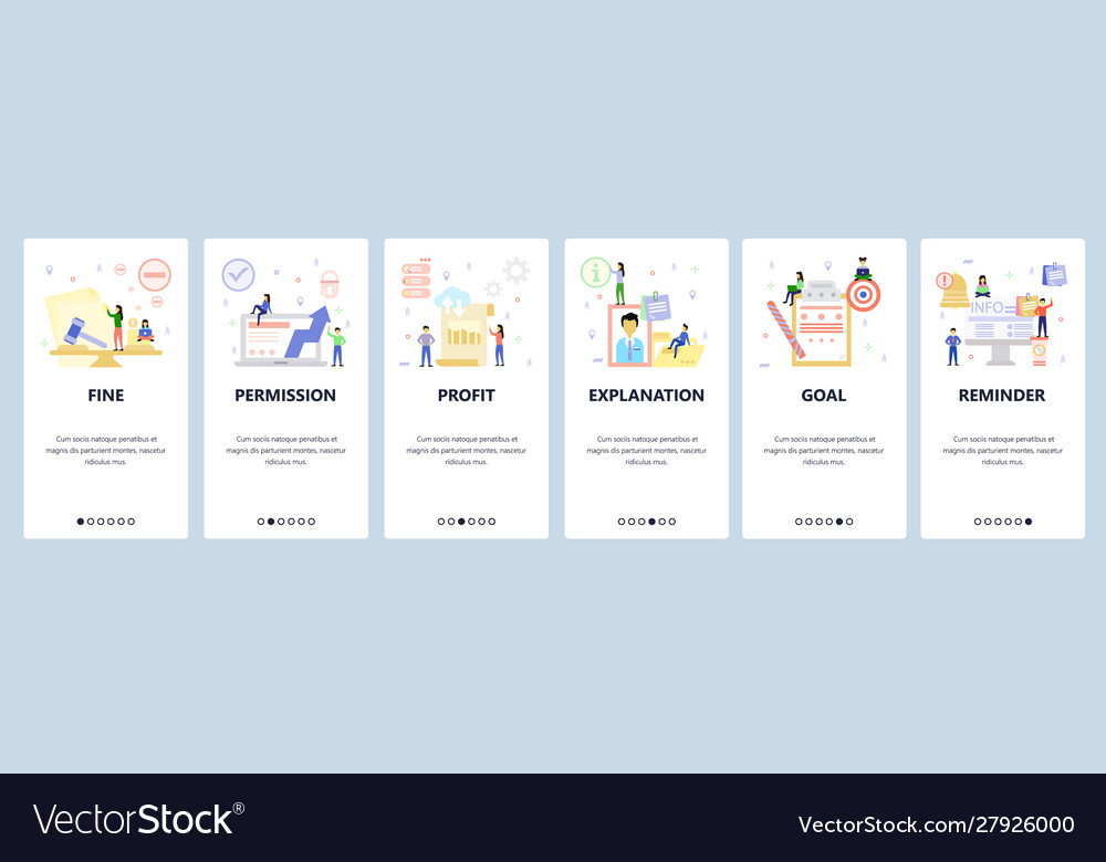 Mobile App Onboarding Screens Business Icons Vector Image