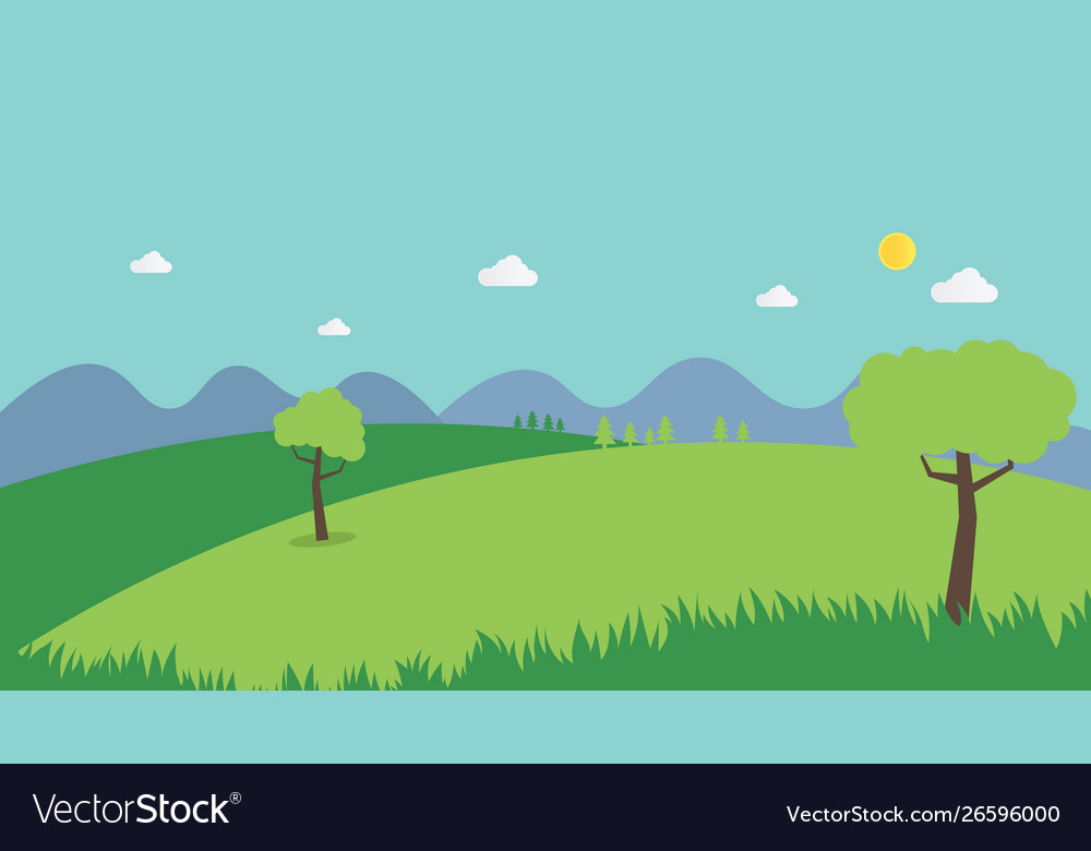 Nature landscape summer background flat design Vector Image