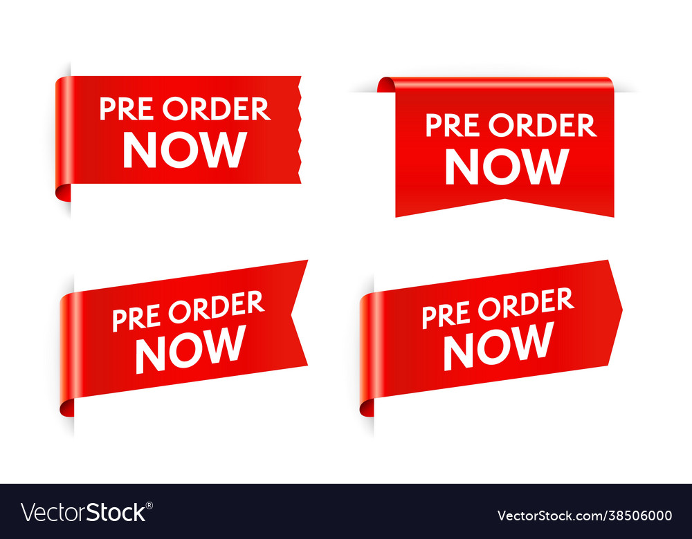 Pre order now red sticker isolated on white Vector Image