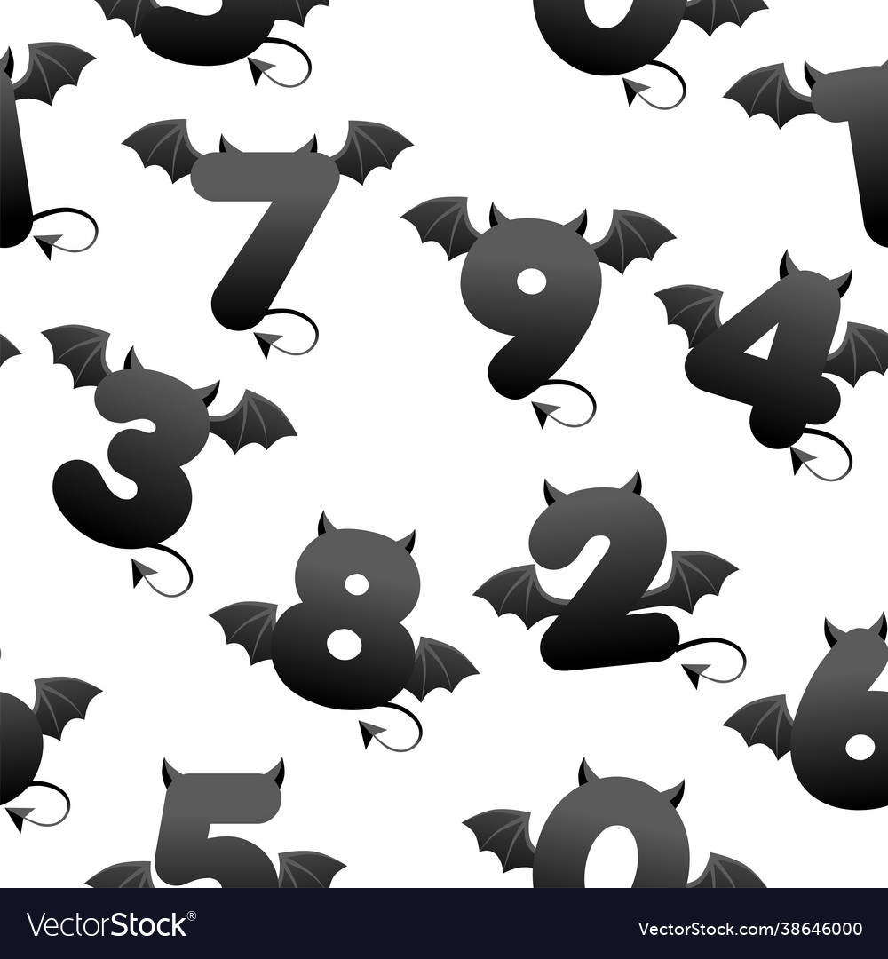 Seamless pattern with devil black numbers vector image Seamless pattern with devil black numbers