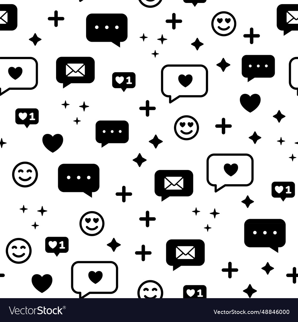 Seamless pattern with emoji smiles messages Vector Image Seamless pattern with emoji smiles messages