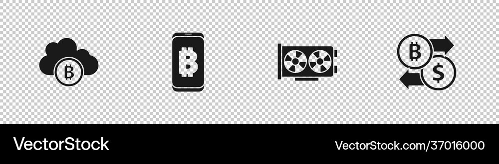 Set cryptocurrency cloud mining mining bitcoin Vector Image