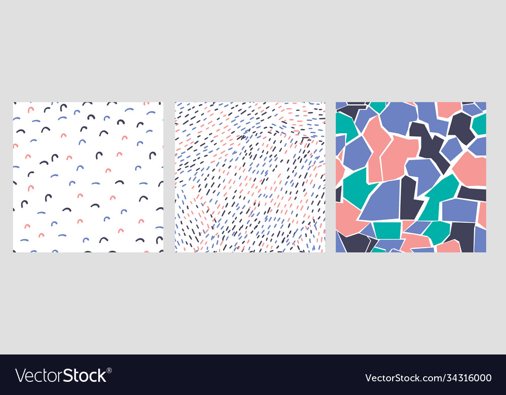 Set seamless pattern hand-drawn abstract shape Vector Image Set seamless pattern hand-drawn abstract shape
