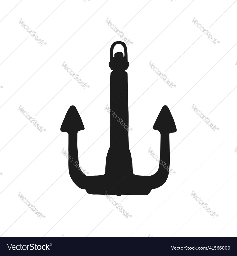 Silhouette of anchor black white doodle Royalty Free Vector