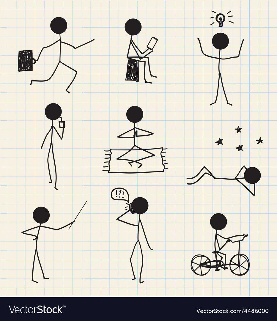 Free Vectors  Hand drawn simple stickman set