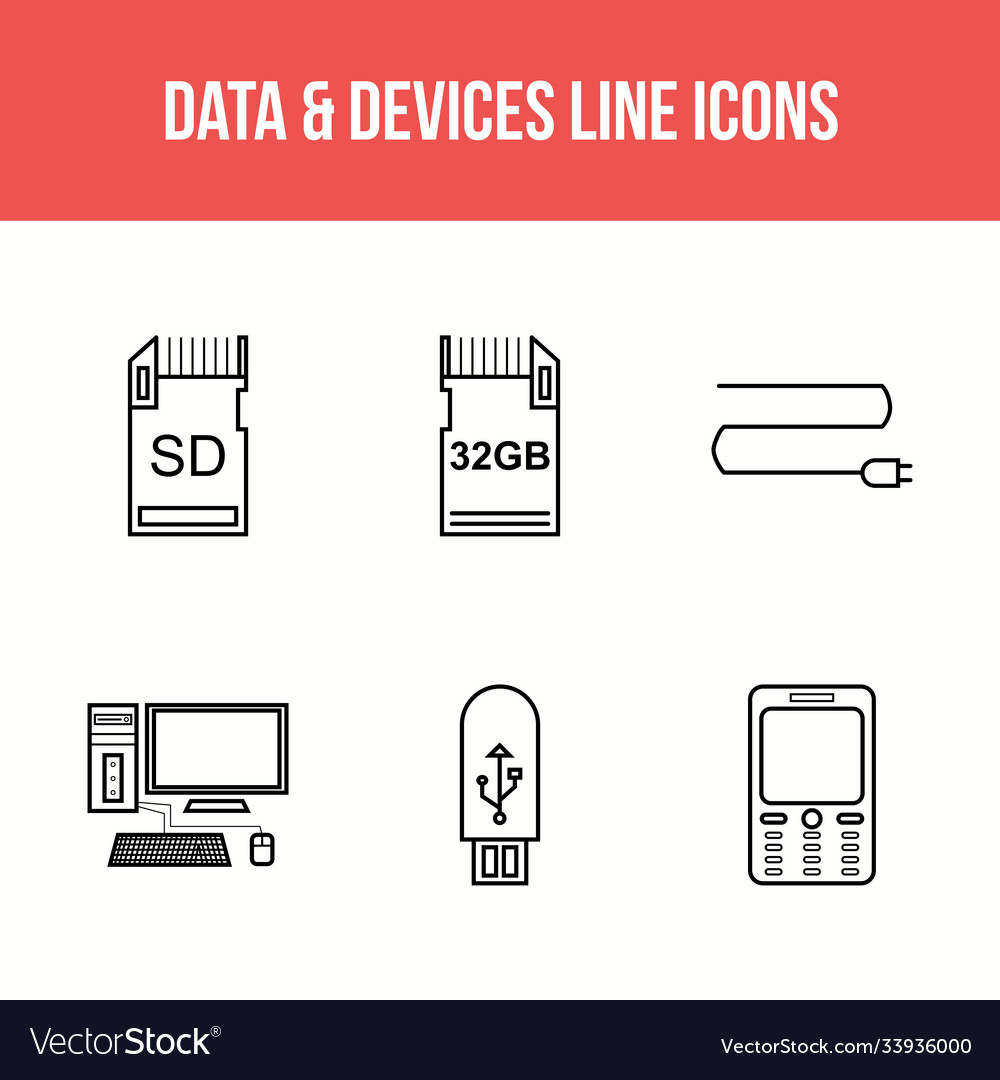 Unique data and devices icon set
