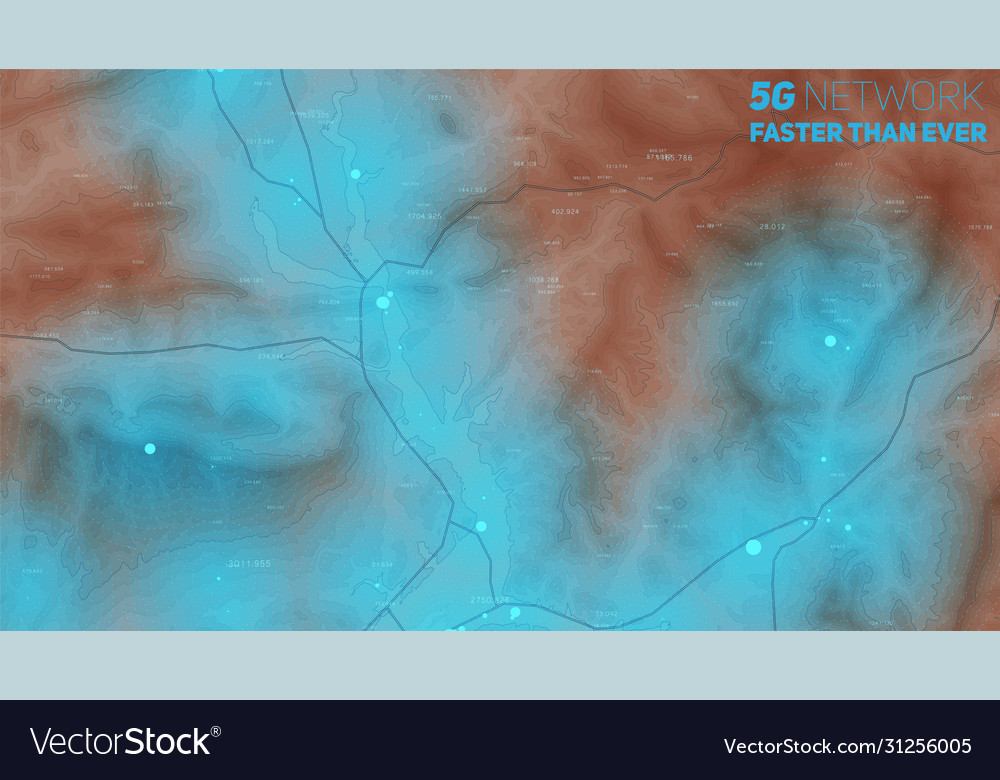 5g coverage map land elevation with high vector image 5g coverage map land elevation with high
