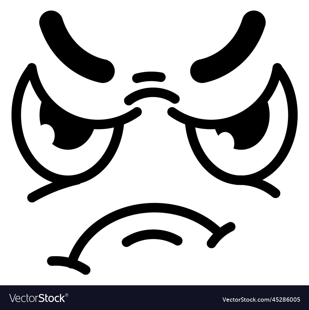Annoyed face with grumpy expression in cartoon