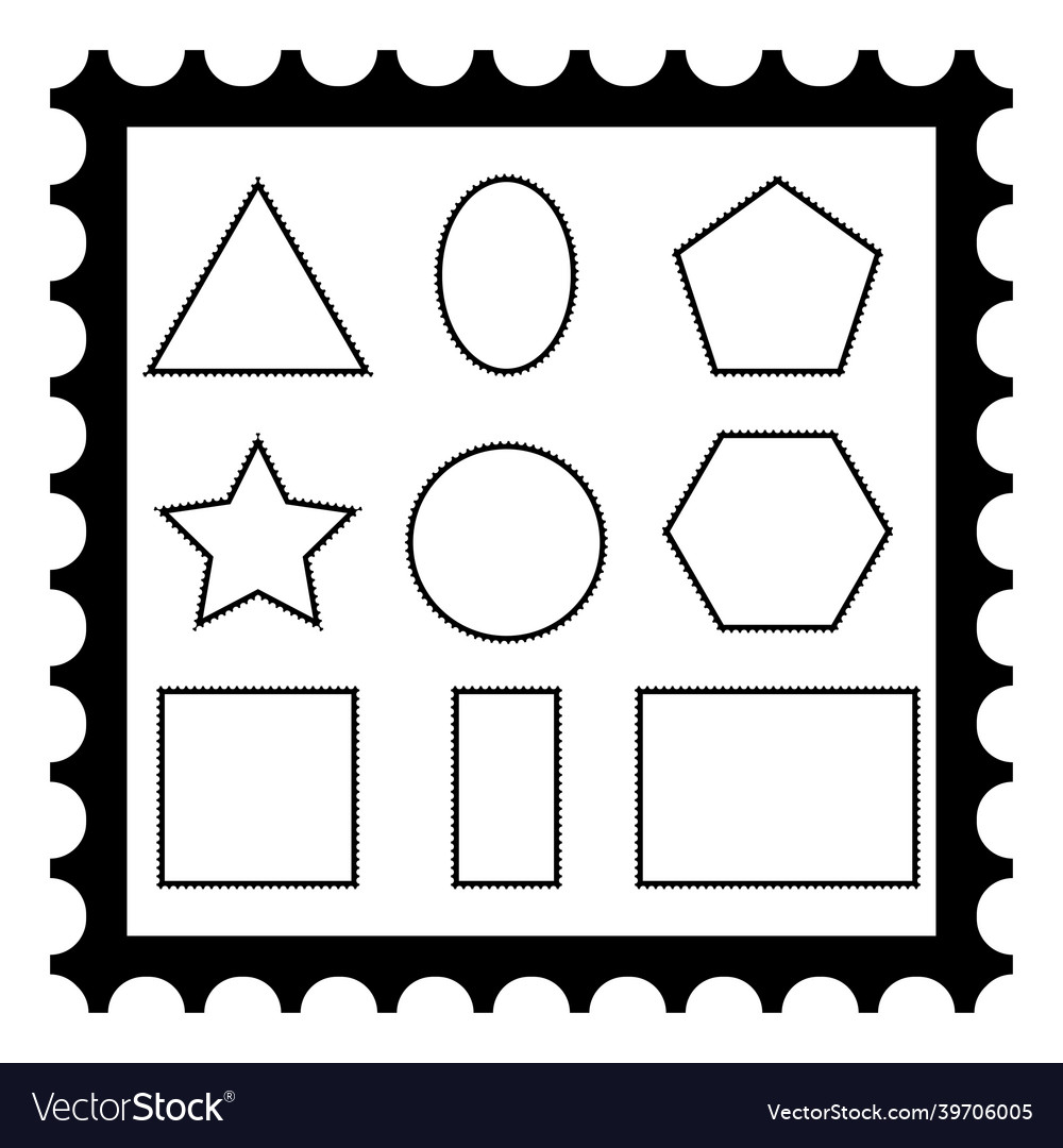 Blank postmark set different shape postage stamp